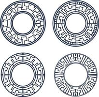 Korean border frame circle set asian style vector