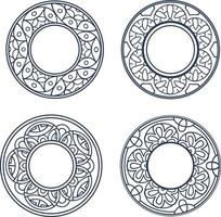 conjunto de círculo de marco de borde coreano estilo asiático vector