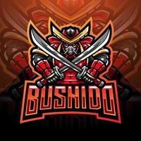 diseño de logotipo de la mascota bushido esport vector
