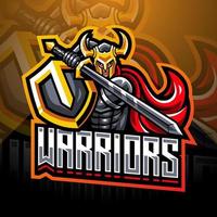 diseño de logotipo de la mascota de warriors esport vector