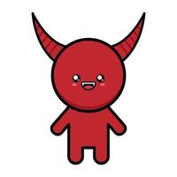 diablo rojo aterrador de dibujos animados lindo sobre fondo blanco vector