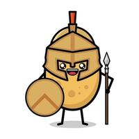 Cartoon cute potato being a war soldier on a white background vector