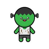 Cute cartoon scary human monster on white background vector