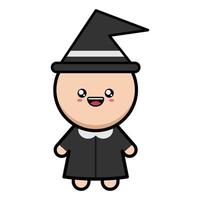 ute cartoon scary witch on white background vector