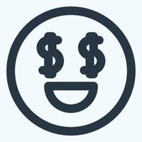 icono emoticon dinero - estilo de corte de línea vector