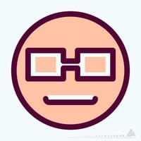 Icon Emoticon Geek - Color Line Cut Style vector