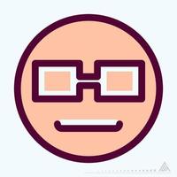 icono emoticon geek - estilo de corte de línea de color vector