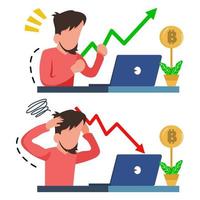 bitcoin trader success and failed Illustration vector