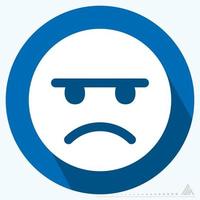 Icon Emoticon Angry - Long Shadow Style vector