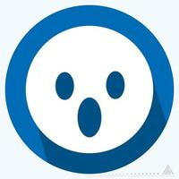 Icon Emoticon Scared - Long Shadow Style vector