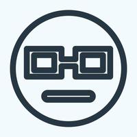 icono emoticon geek - estilo de línea vector