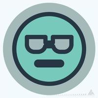 icono emoticon cool - color mate style vector