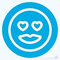 icono emoticon amor - estilo ojos azules vector