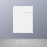 Blank photo frame or picture frame in wooden room background. Vector. vector