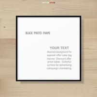 Photo frame or picture frame on wooden background. Vector. vector