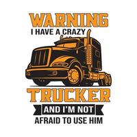 Vintage Truck Driver T-shirt Design Vector Template For Trucker. Black Typography Shirt For Print.