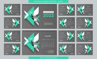 Desk Calendar 2022 template - 12 months included - A5 Size vector