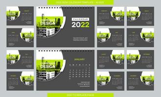 Desk Calendar 2022 template - 12 months included - A5 Size vector