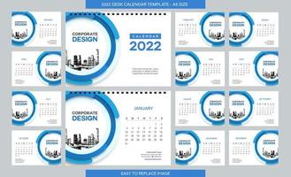 Desk Calendar 2022 template - 12 months included - A5 Size vector