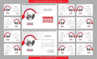 Plantilla de calendario de escritorio 2022 - 12 meses incluidos - tamaño a5 vector