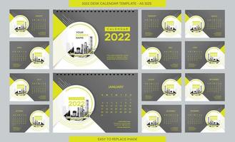 Plantilla de calendario de escritorio 2022 - 12 meses incluidos - tamaño a5 vector