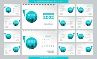 Plantilla de calendario de escritorio 2022 - 12 meses incluidos - tamaño a5 vector