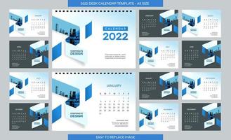 Desk Calendar 2022 template - 12 months included - A5 Size vector