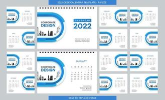 Desk Calendar 2022 template - 12 months included - A5 Size vector