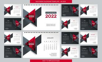 Desk Calendar 2022 template - 12 months included - A5 Size vector