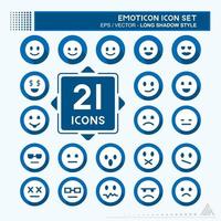 Icon Set Emoticon - Long Shadow Style vector