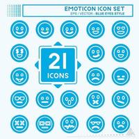 conjunto de iconos emoticon - estilo ojos azules vector