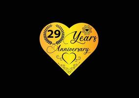 Celebración de aniversario de 29 años con diseño de logotipo e icono de amor vector