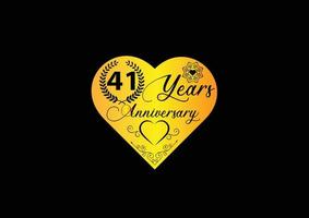 41 years anniversary celebration with love logo and icon design vector