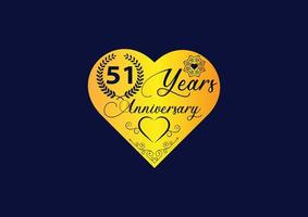 51 years anniversary celebration with love logo and icon design vector