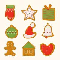 A set of cute cookies for Christmas. Isolated on a white background. Vector illustration