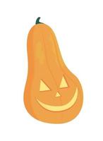 calabaza tallada para halloween elemento de vector de color semi plano