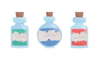 Potion bottles semi flat color vector item set