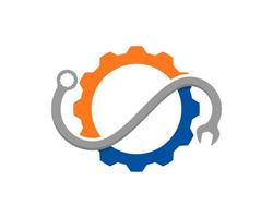 Infinity wrench repair in the gear logo vector