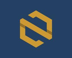 Abstract hexagonal shape with N letter initial vector