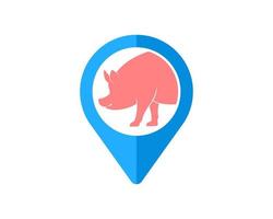 Pin location with pig inside vector