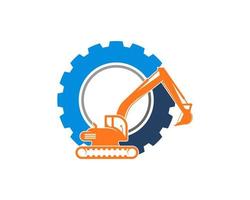 Excavator with circle gear behind vector