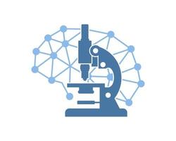 Microscope with brain science connection vector