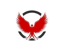 Abstract circle shape with flying eagle inside vector