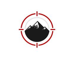 Sniper hunter symbol with mountain inside vector