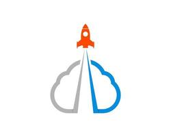 Simple cloud with rocket launch inside vector