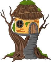 Cartoon tree house isolated on white background vector