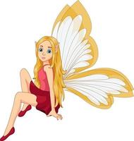 Cartoon cute little fairy sitting vector