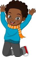 Cute african american boy in fall clothes vector