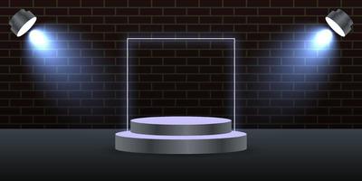 Podium background with lights illustration template design vector