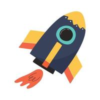 Spaceship hand-drawn vector illustration for children. Space concept.